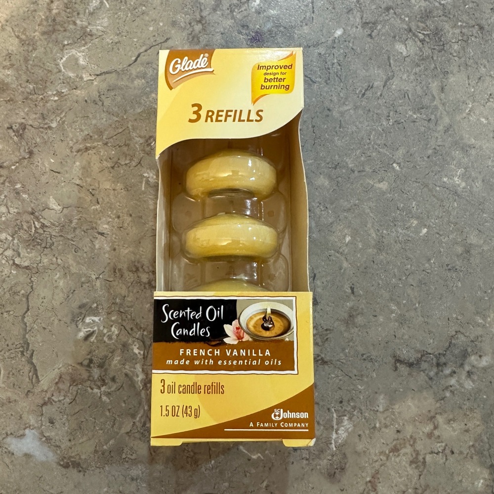 Glade French Vanilla Scented Oil Candle Refills 3 Pack Essential Oils NEW